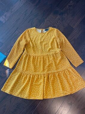 ASOS Petite Mustard Yellow Polka Dot Tiered Midi Dress